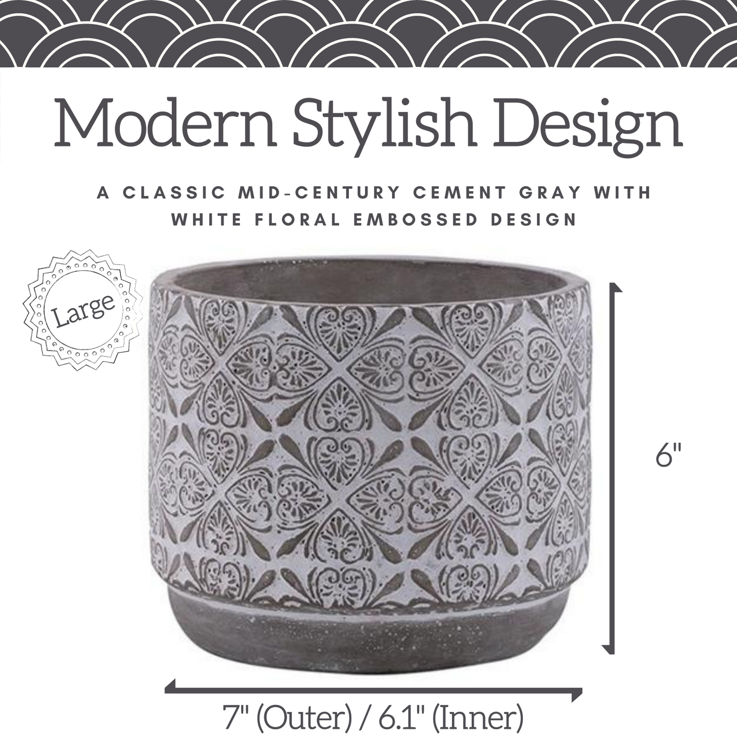 Mid Century Modern Floral Planter (Plants Not Included)